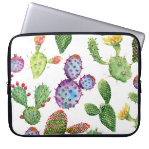 Tropical Cactus: Watercolor Seamless Pattern Laptop Sleeve