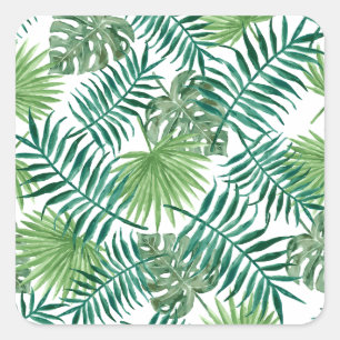 Tropical California Gifts Summer Palm Leaf Pattern Square Sticker