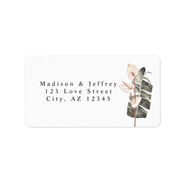 Tropical Calla Lily Minimalist Wedding Address Label (Front)