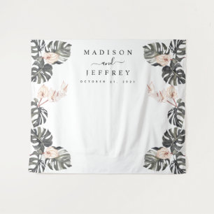 Tropical Calla Lily Wedding Photo Backdrop Tapestry