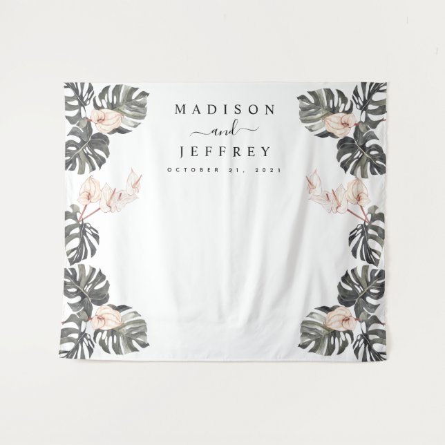 Tropical Calla Lily Wedding Photo Backdrop Tapestry (Front (Horizontal))