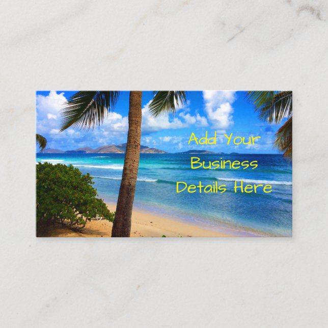 Tropical Caribbean British Virgin Islands Beach Business Card (Front)