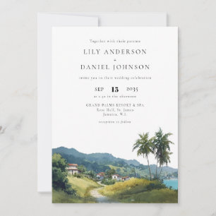 Tropical Caribbean Destination Photo Wedding Invitation