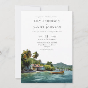Tropical Caribbean Destination Photo Wedding Invitation