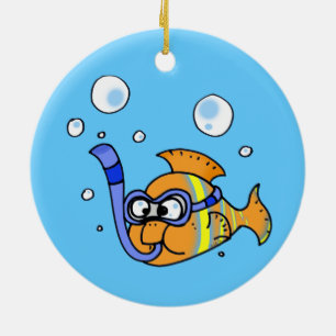 tropical cartoon fish ceramic ornament