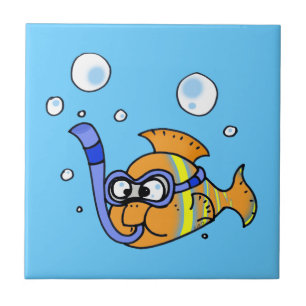 tropical cartoon fish tile