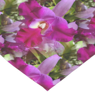 Tropical Cattleya Orchid Flower Short Table Runner