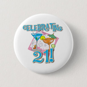 Tropical Celebrating 21 2 Inch Round Button