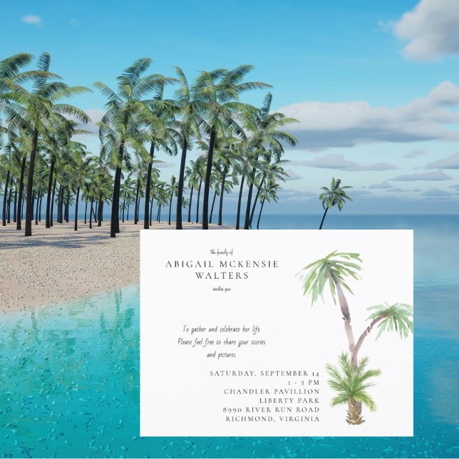 Tropical Celebration of Life Invitation Postcard (Creator Uploaded)