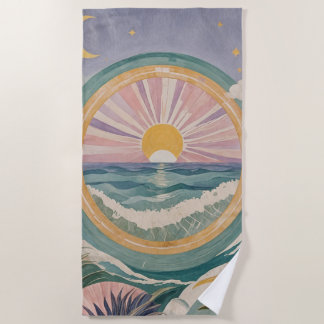 Tropical Celestial Shore Beach Towel