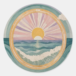 Tropical Celestial Shore Classic Round Sticker