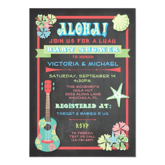 Tropical Chalkboard Luau Baby Shower invitations