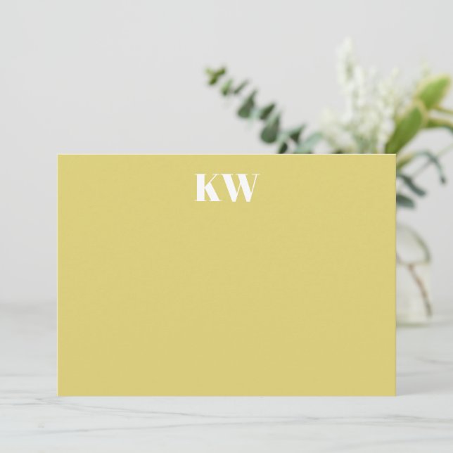 Tropical Chartreuse Monogram Initials Personalized Thank You Card (Standing Front)