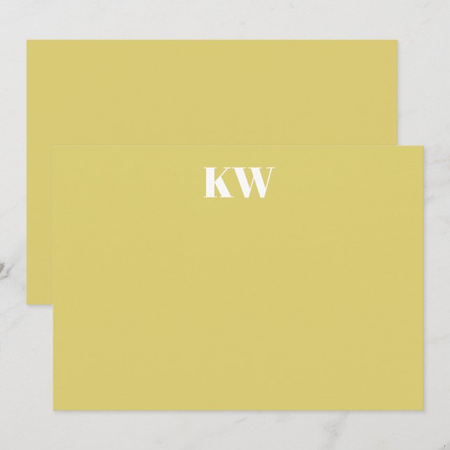 Tropical Chartreuse Monogram Initials Personalized Thank You Card (Front/Back)