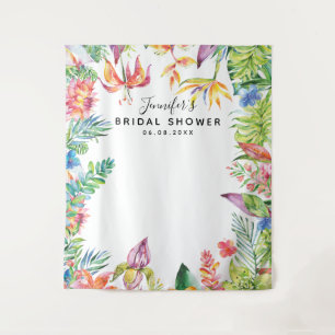 Tropical Chic Bridal Shower Photo Booth Backdrop Tapestry