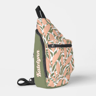 Tropical Chic Pink and Green Personalized Sling Bag