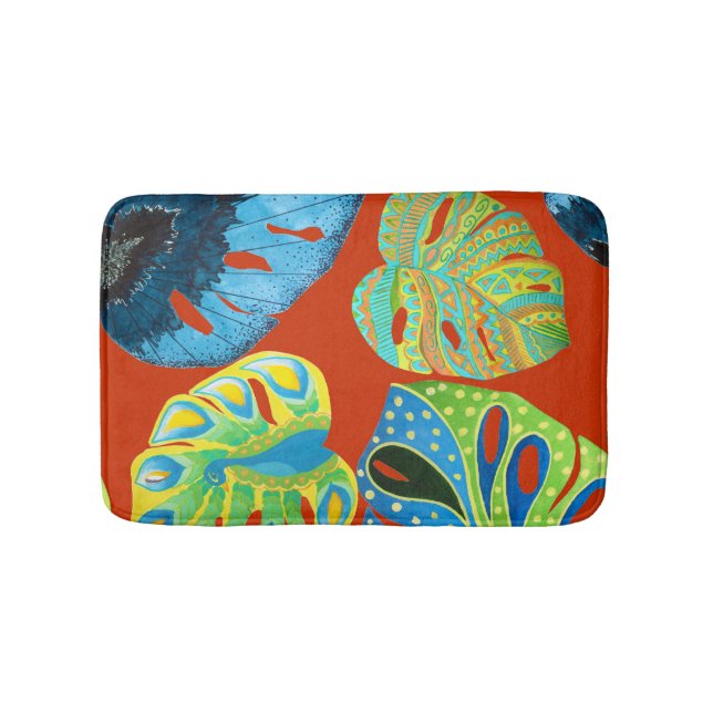 Tropical Chic: Seamless Leafy Pattern. Bath Mat (Front)
