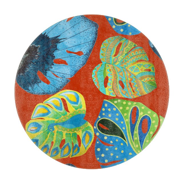 Tropical Chic: Seamless Leafy Pattern. Cutting Board (Front)