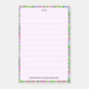 Tropical Chic Watercolor Palms Personalized Lined  Post-it Notes
