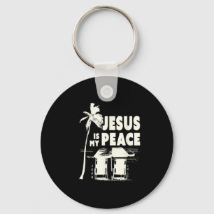 Tropical Christian Beach Biblical Quote Jesus Is M Keychain