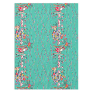 Tropical Christmans with Santa and Flamingos Tablecloth