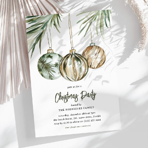 Tropical Christmas Baubles Holiday Invitation
