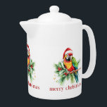 Tropical Christmas Bird Retro Merry Christmas<br><div class="desc">This tropical theme Christmas paper cup design features a tropical bird with a Santa hat holiday greenery and red retro Merry Christmas typography.
Get cozy this holiday season with this mug full of your favourite beverage.</div>