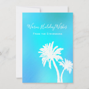 Tropical Christmas Blue Palm Trees Simple Cartes