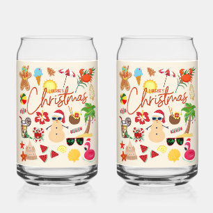 Tropical Christmas Can Glass