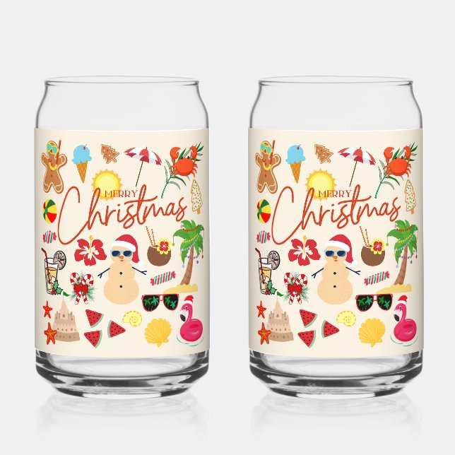  Tropical Christmas Can Glass (Front)