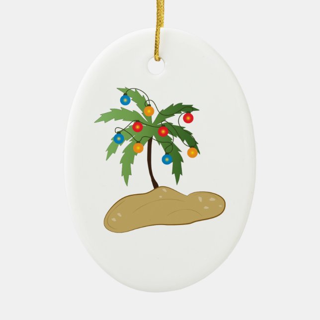 Tropical Christmas Ceramic Ornament (Front)