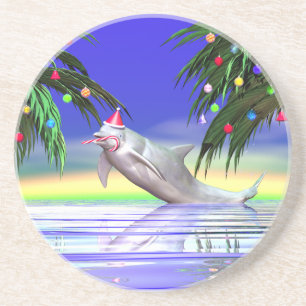 Tropical Christmas Dolphin Coaster