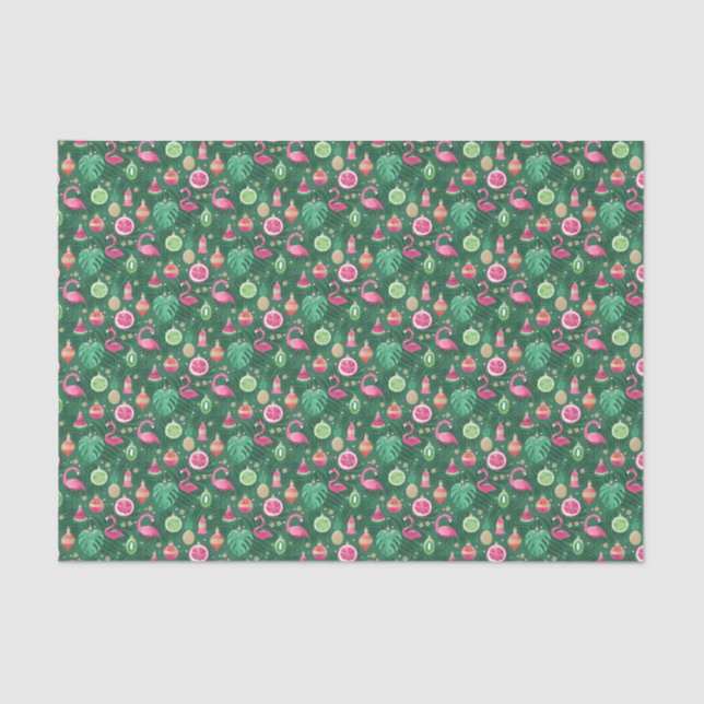 Tropical Christmas Flamingo Decorations Decoupage Tissue Paper (Front)