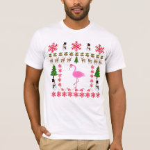 Tropical Christmas Flamingo Santa Claus T-Shirt ..