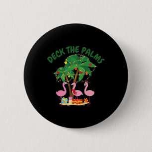 Tropical Christmas Florida Flamingo Deck The Palms 2 Inch Round Button