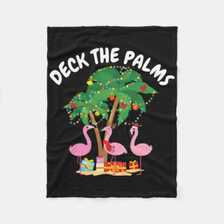Tropical Christmas Florida Flamingo Deck The Palms Fleece Blanket