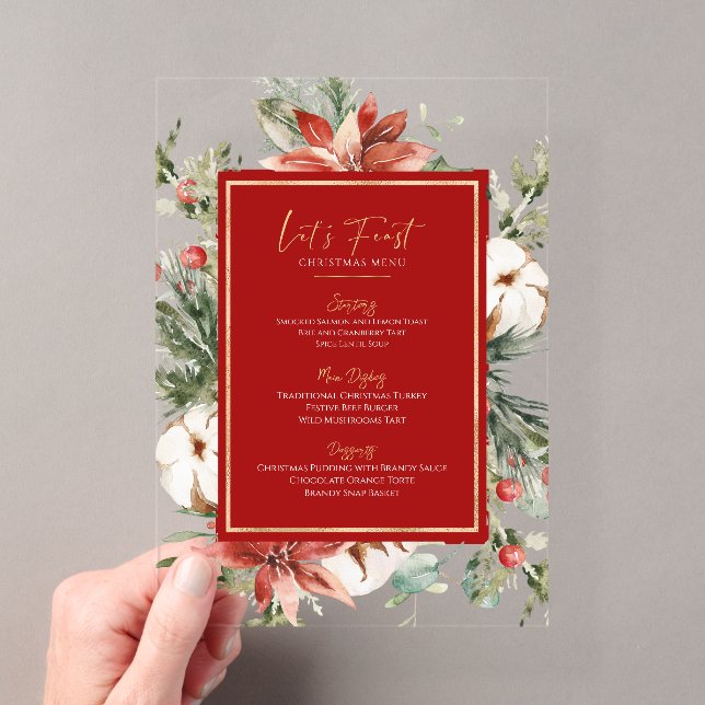 Tropical Christmas Flower Frame Acrylic Invitations (Insitu (Handheld))