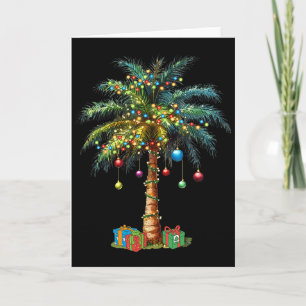 Tropical Christmas Hawaiian Santa Xmas Lights Palm Card