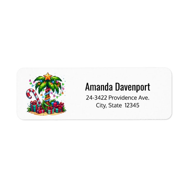 Tropical Christmas Holiday Palm Tree Address (Front)