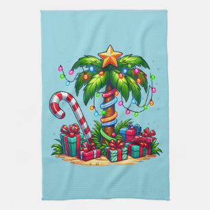 Tropical Christmas Holiday Palm Tree Kitchen Towel