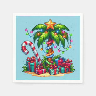 Tropical Christmas Holiday Palm Tree Napkin