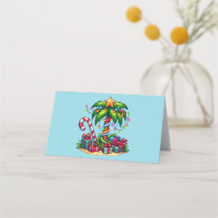 Tropical Christmas Holiday Palm Tree Place Card