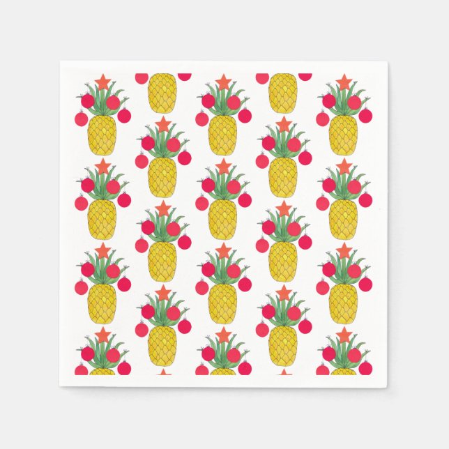 Tropical Christmas Holidays Pineapple Napkin (Front)