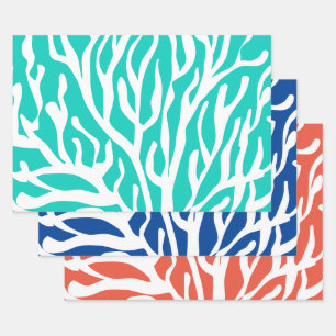 Tropical Christmas in July white sea coral print Wrapping Paper Sheet