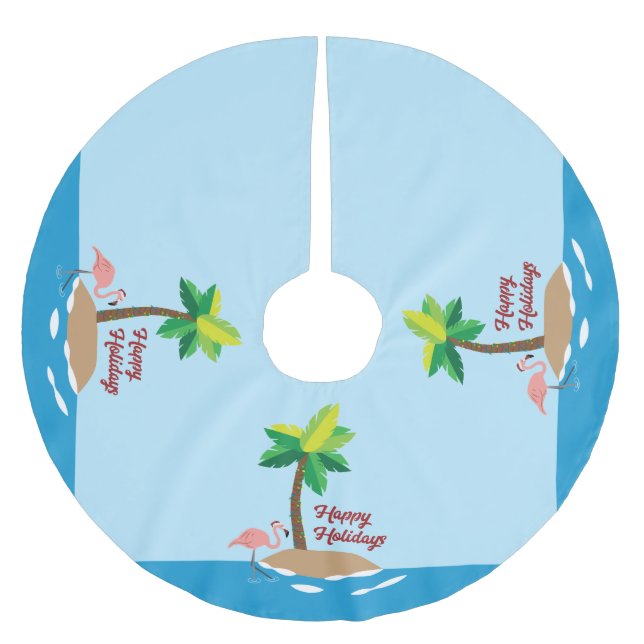 Tropical Christmas Island  Brushed Polyester Tree Skirt (Front)