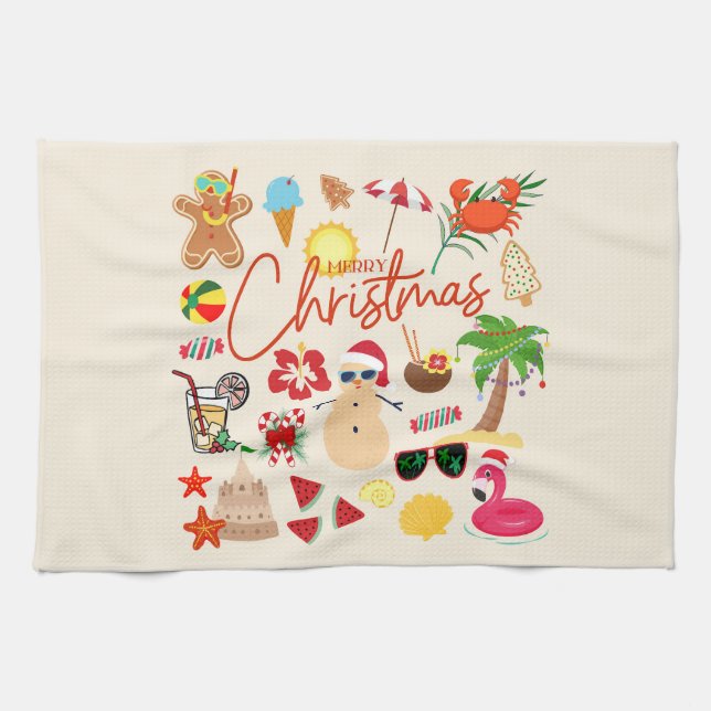 Tropical Christmas Kitchen Towel (Horizontal)