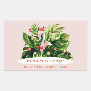 Tropical Christmas modern palm botanical Flamingo  Sticker