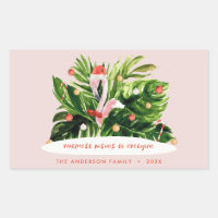 Tropical Christmas modern palm botanical Flamingo 
