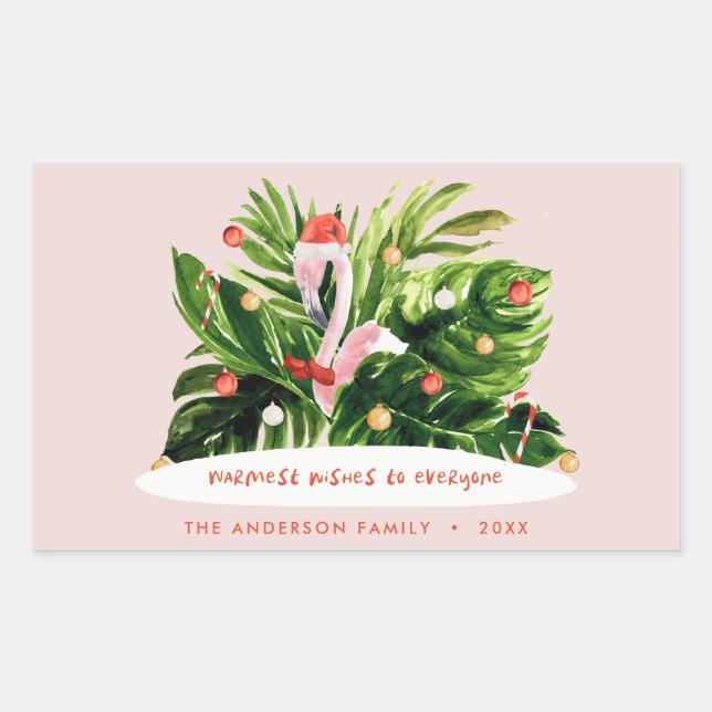 Tropical Christmas modern palm botanical Flamingo  Sticker (Front)