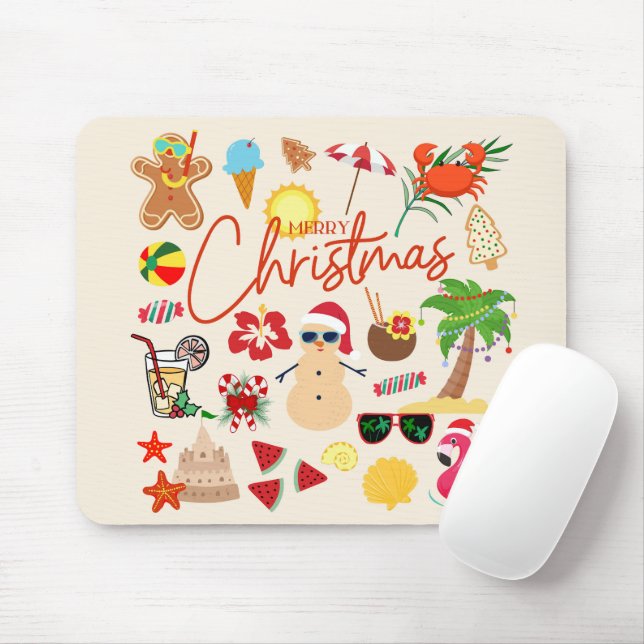 Tropical Christmas Mouse Pad (With Mouse)
